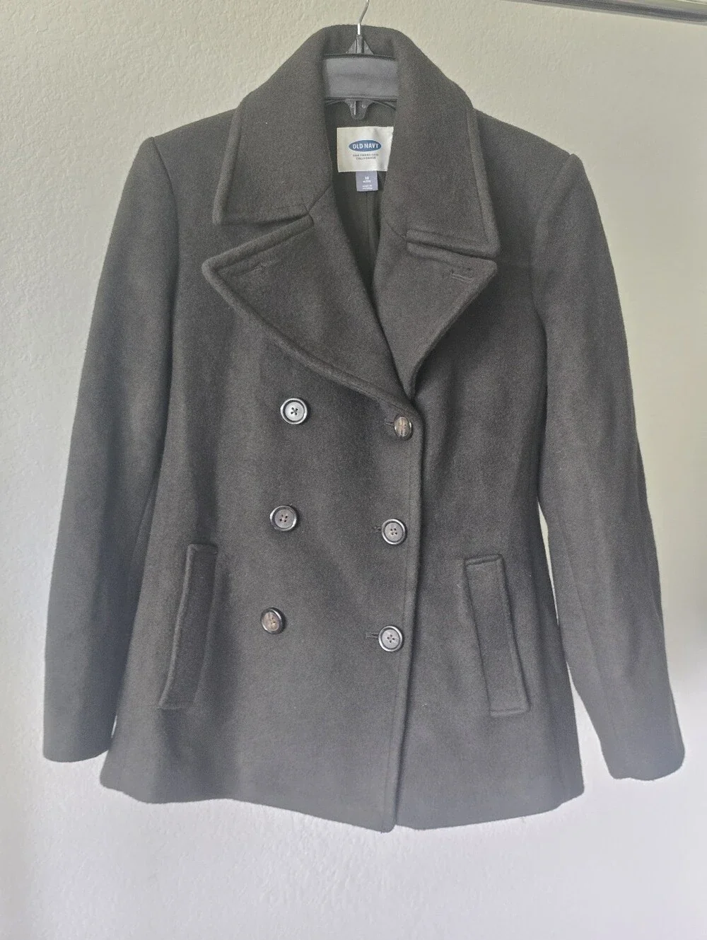 Old Navy Wool Blend Peacoat Jacket Double Breasted M Petite Classic Coat
